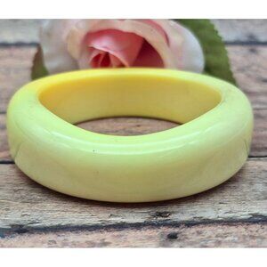 Vintage Yellow Lucite Bangle Bracelet Asymmetrical Chunky Statement Retro Y2K